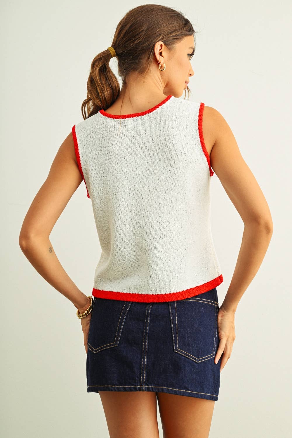 Flag knit sleeveless top