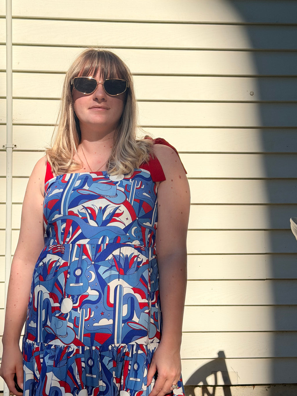 Red, White, and Blue Womens Mini Resort Dress