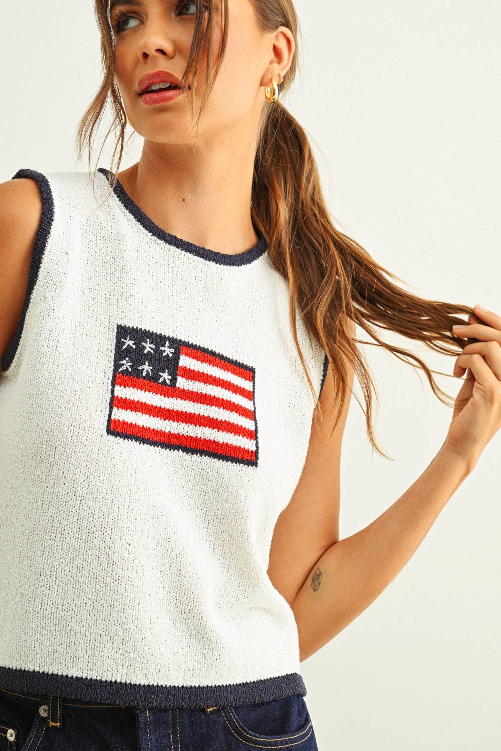 Flag knit sleeveless top