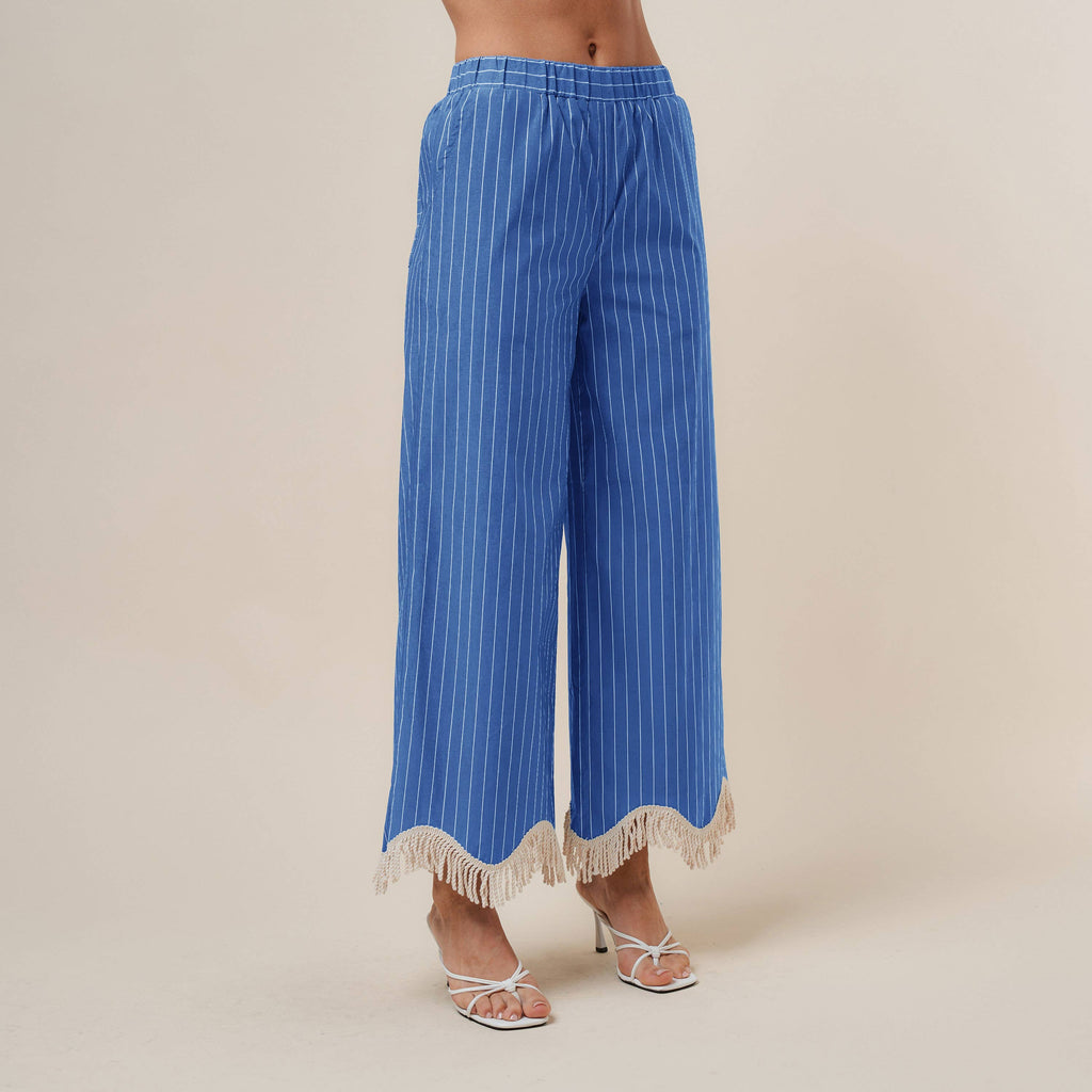 Fringe stripe top & pants set