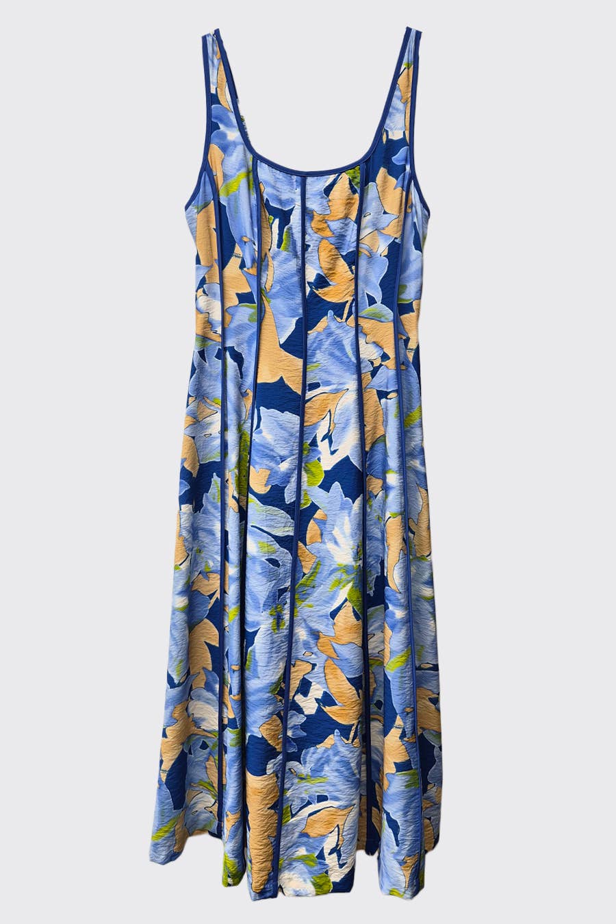 Spring Printed Contrast Binding Midi Dress