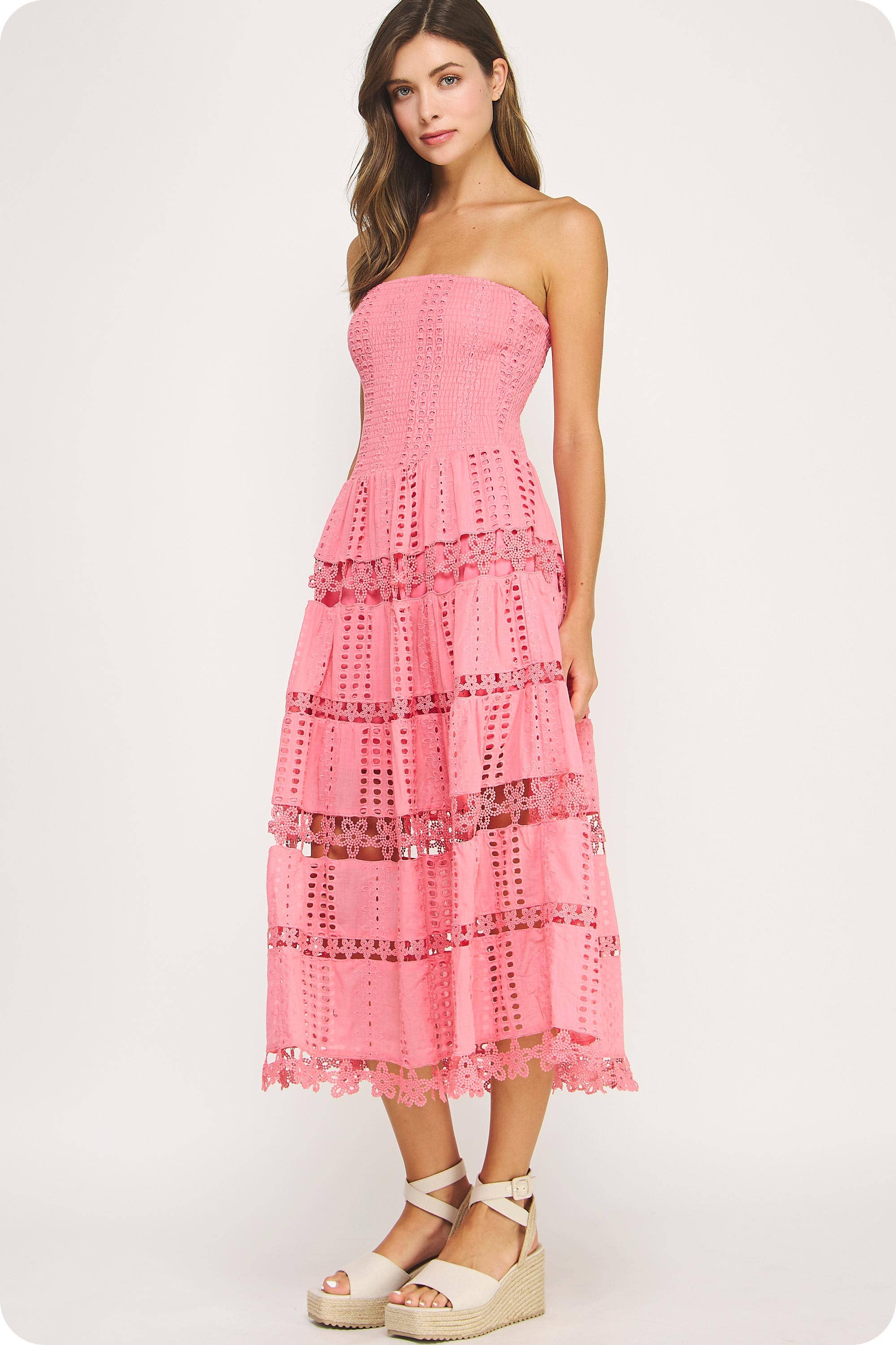 White Eyelet Lace Tube Dress