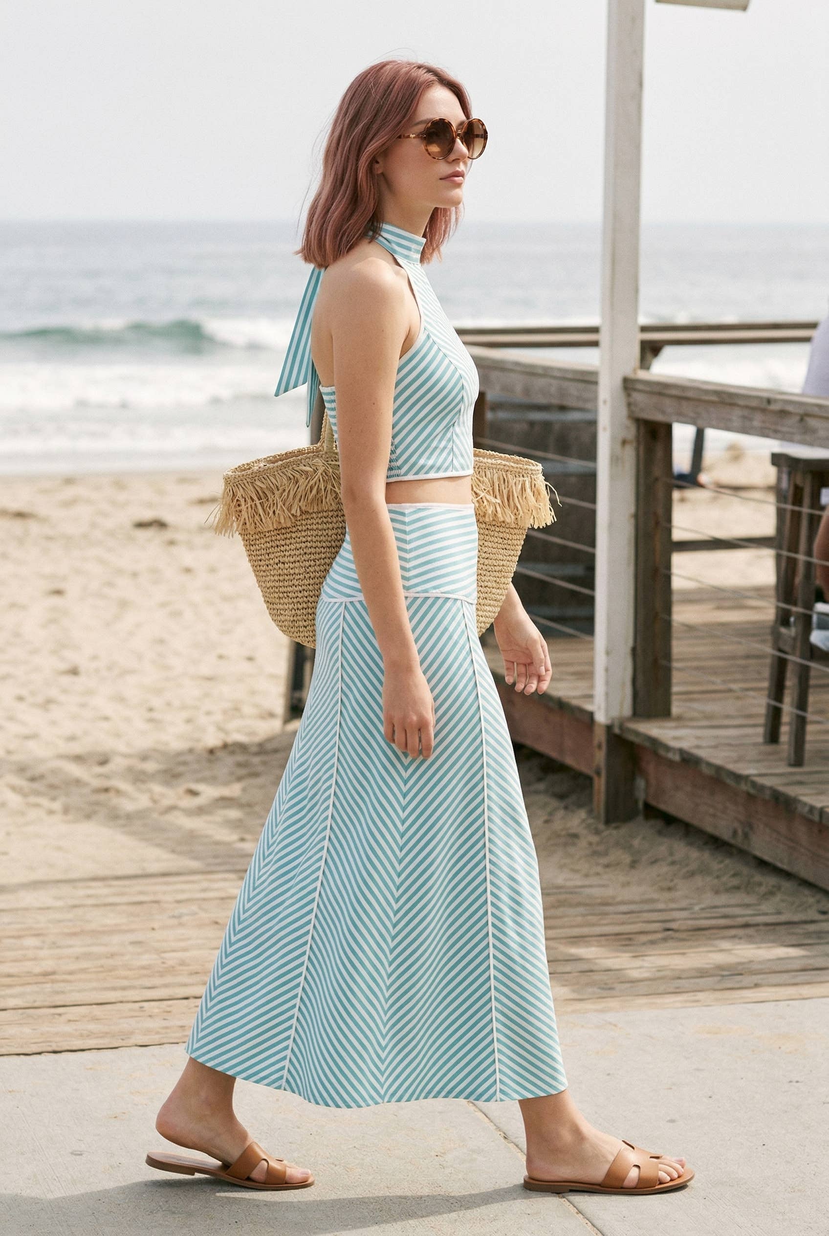 Halter Crop Top & Midi Skirt Set