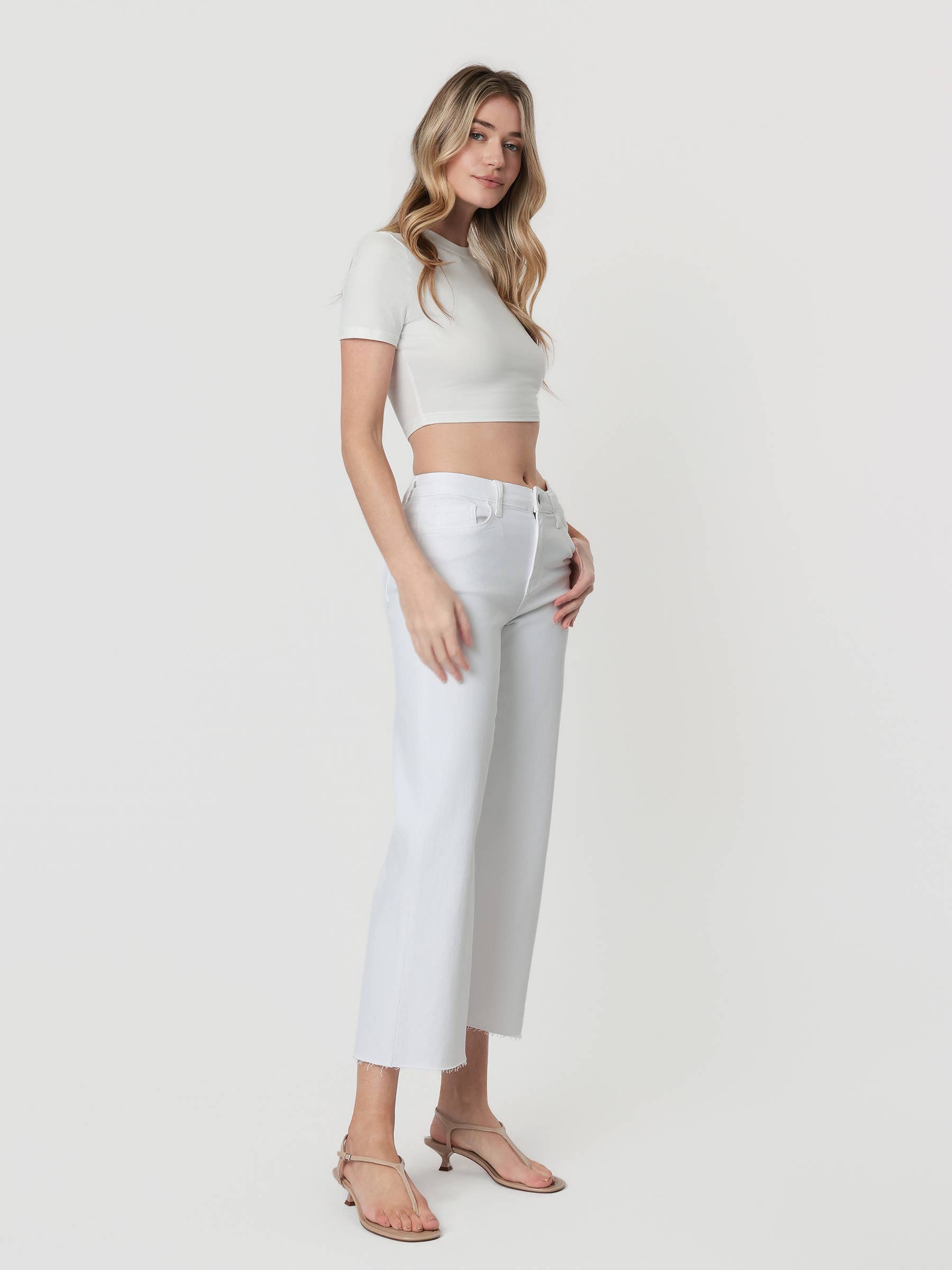 High Rise Cropped Wide Leg Jean