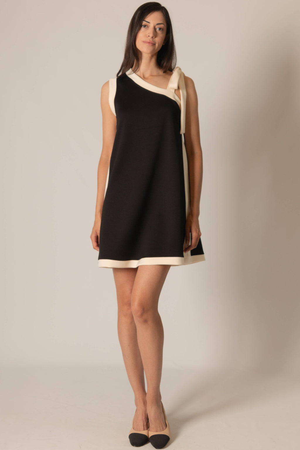 Contrast Tie Strap Mini Dress