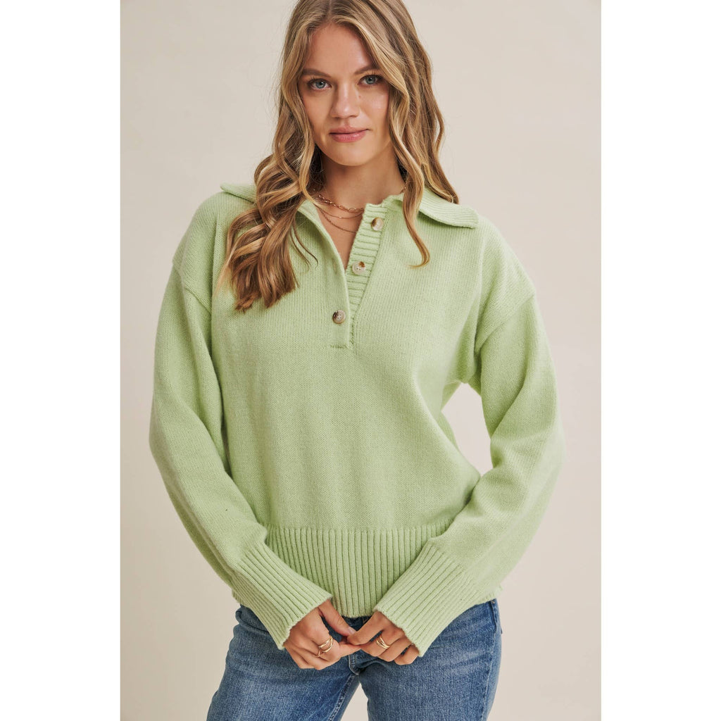 SOFT PASTEL POLO SWEATER
