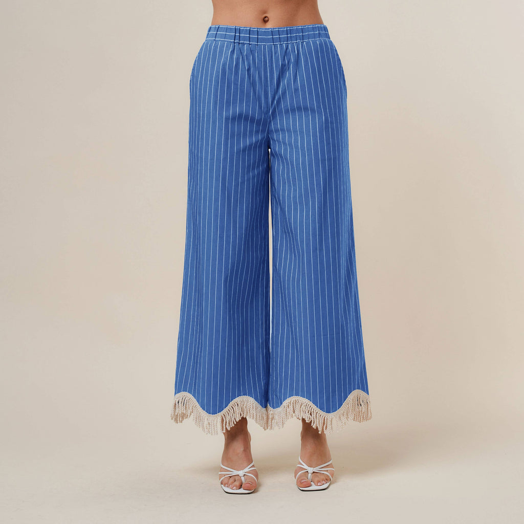 Fringe stripe top & pants set