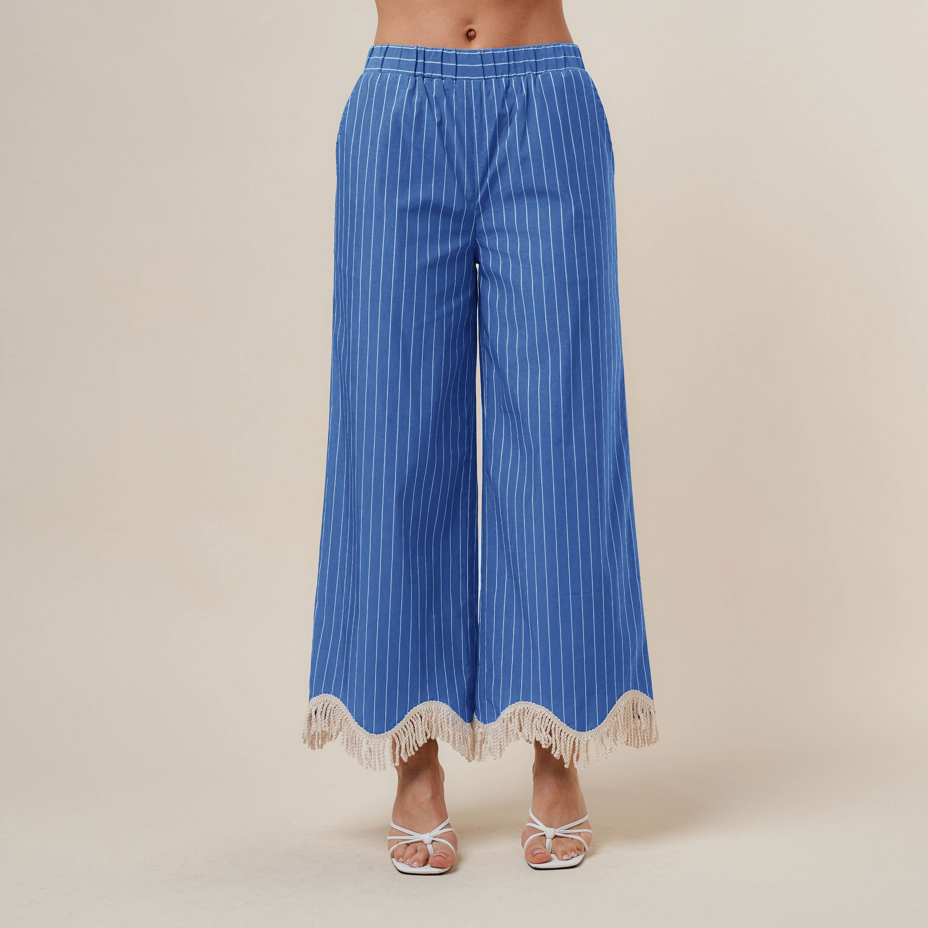 Fringe stripe top & pants set