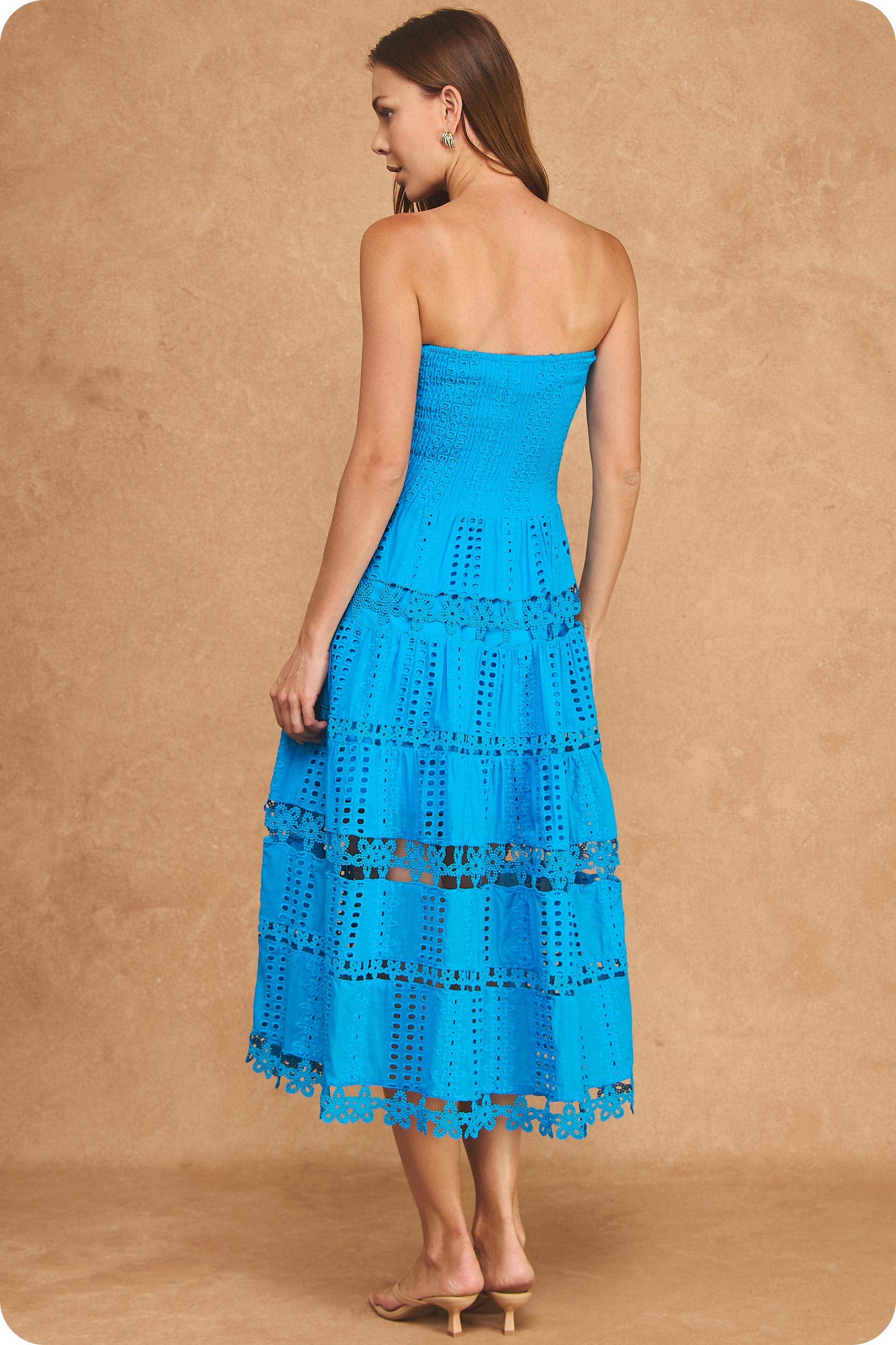 White Eyelet Lace Tube Dress