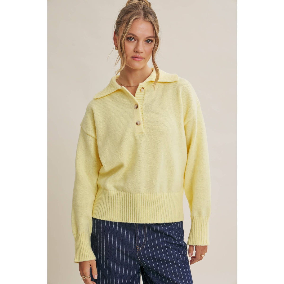 SOFT PASTEL POLO SWEATER