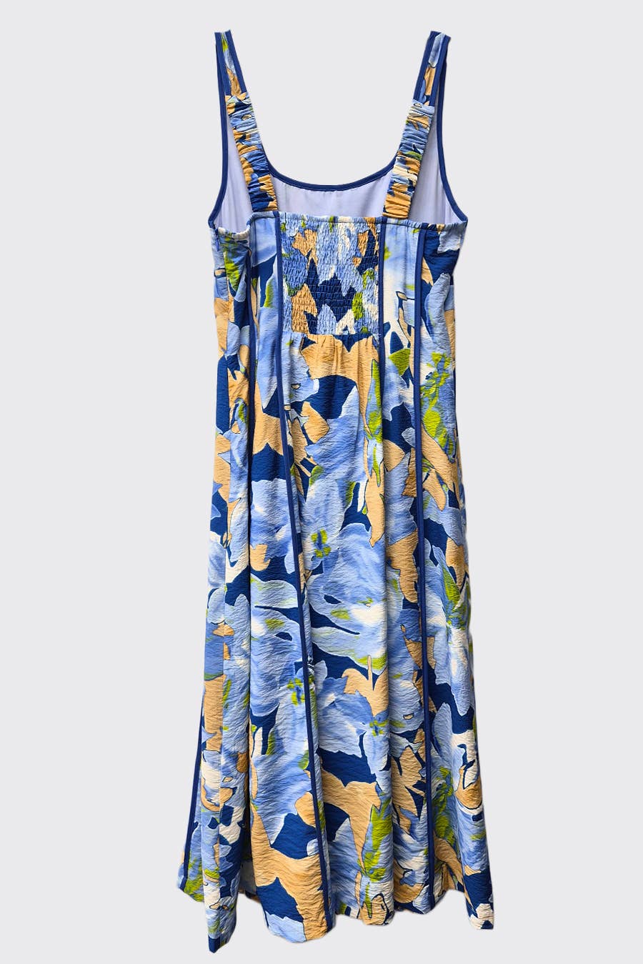 Spring Printed Contrast Binding Midi Dress