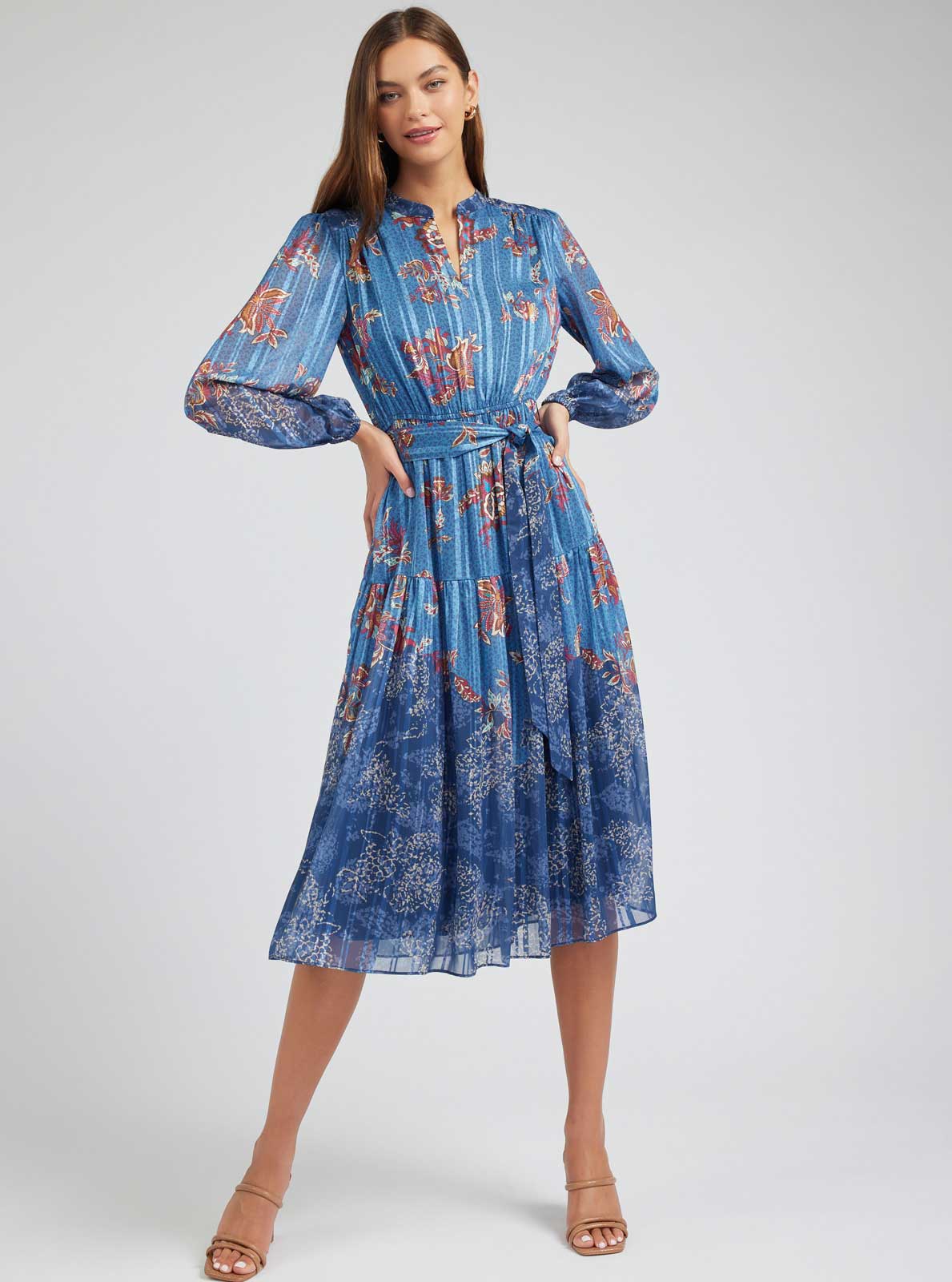 Floral Printed Tiered Midi Dress