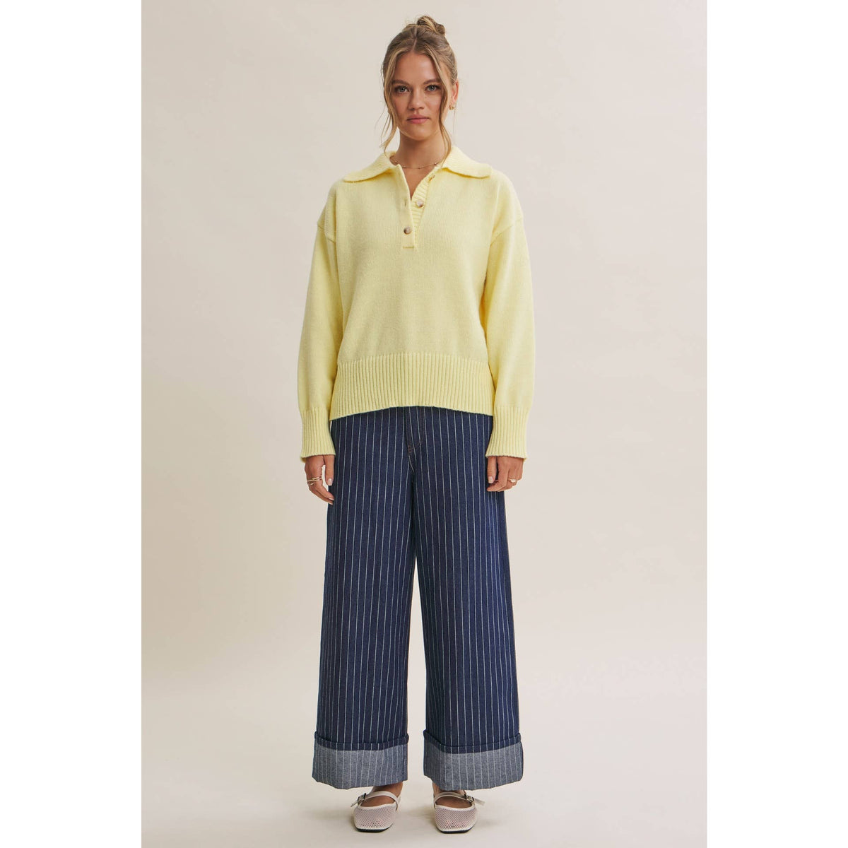 SOFT PASTEL POLO SWEATER