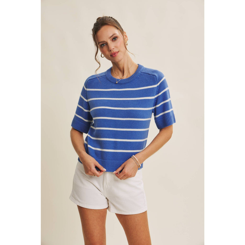 Stripe sweater w/ raglan sleeves