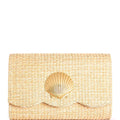 Scalloped Ruby Straw Clutch- Gold Charm