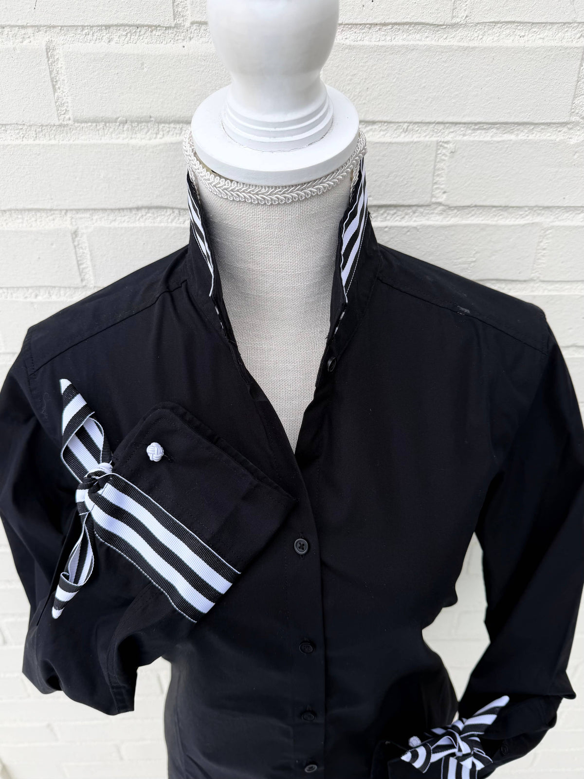 Audrey Ribbon FC - Black w Black & White Stripe Ribbon