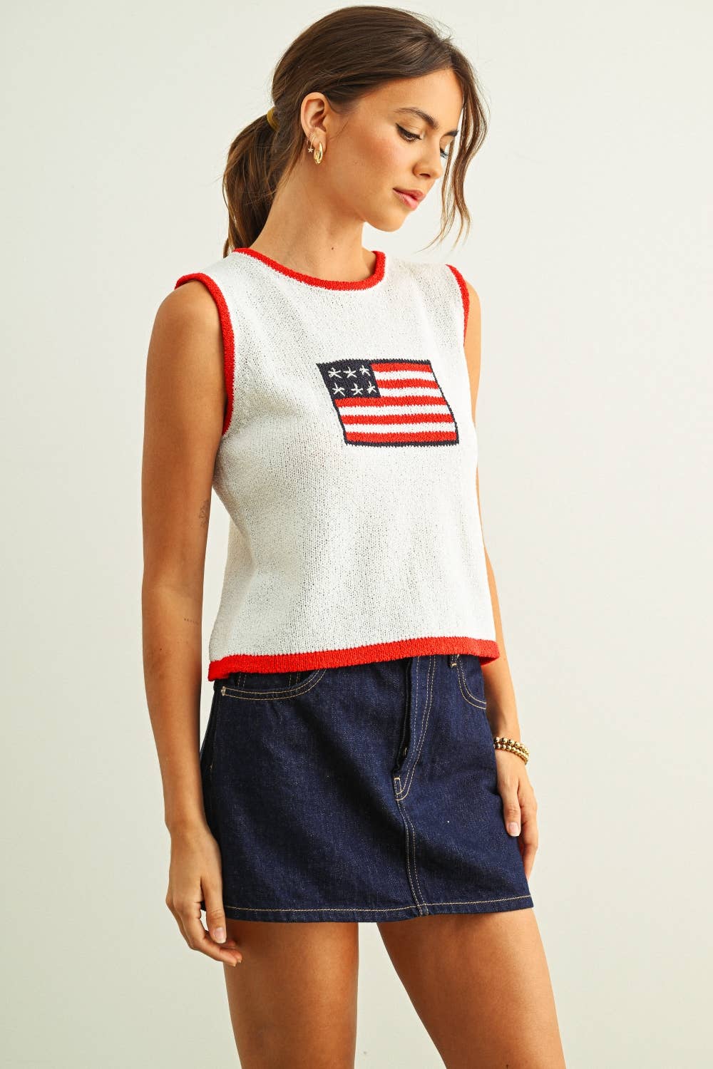 Flag knit sleeveless top