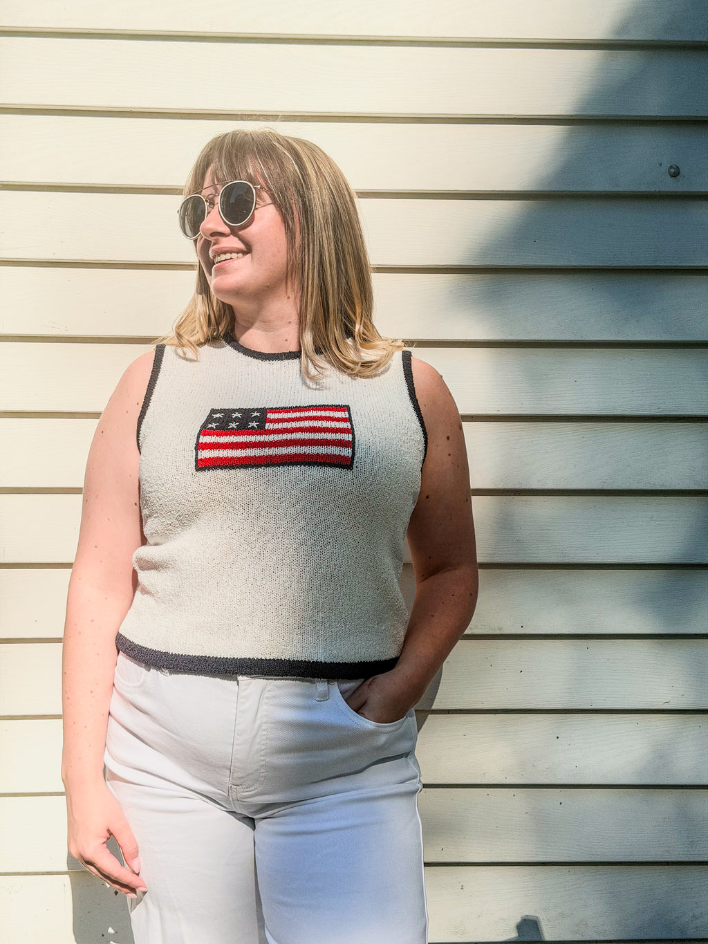 Flag knit sleeveless top