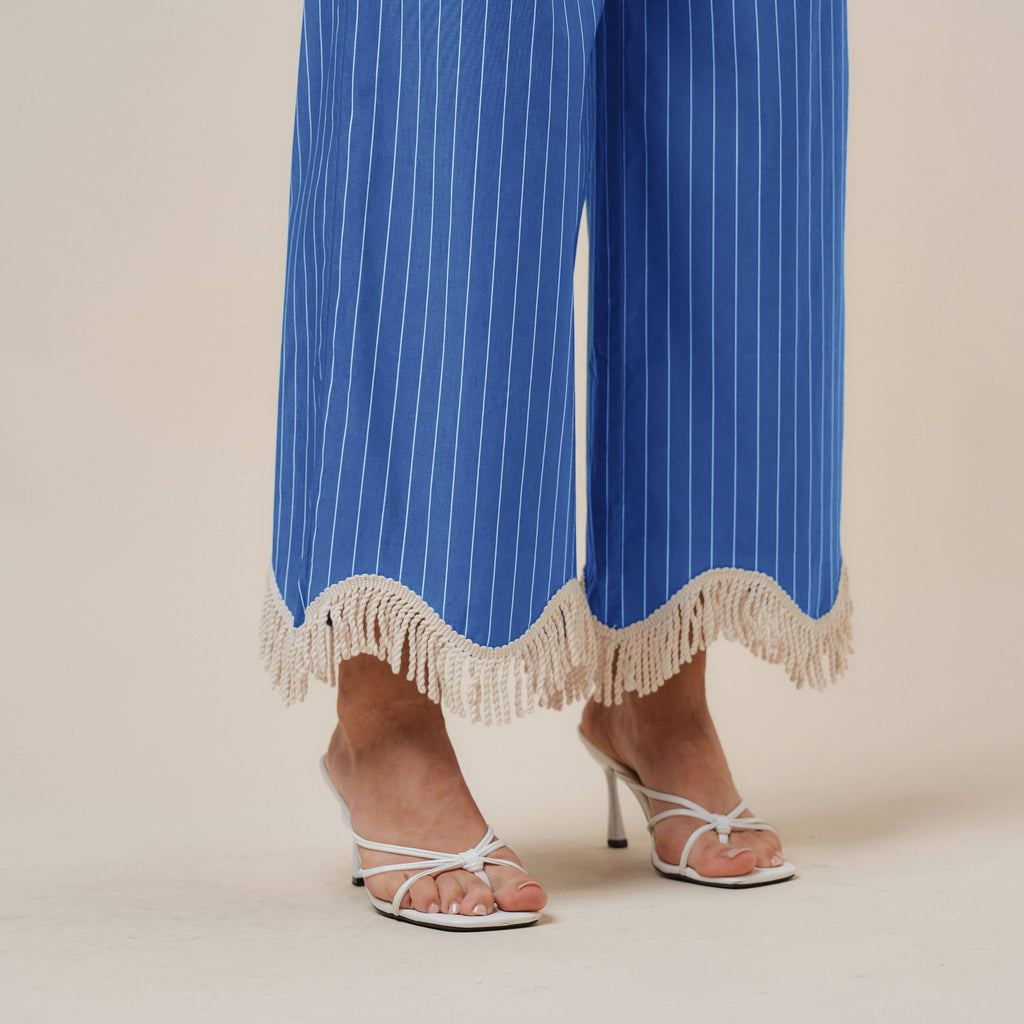 Fringe stripe top & pants set