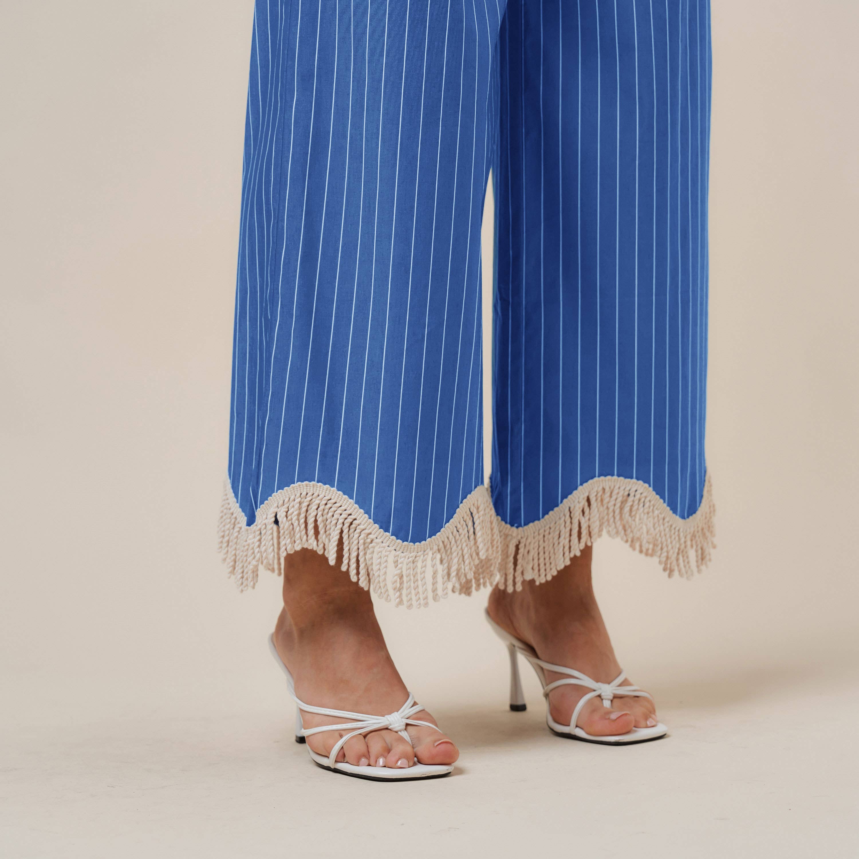 Fringe stripe top & pants set