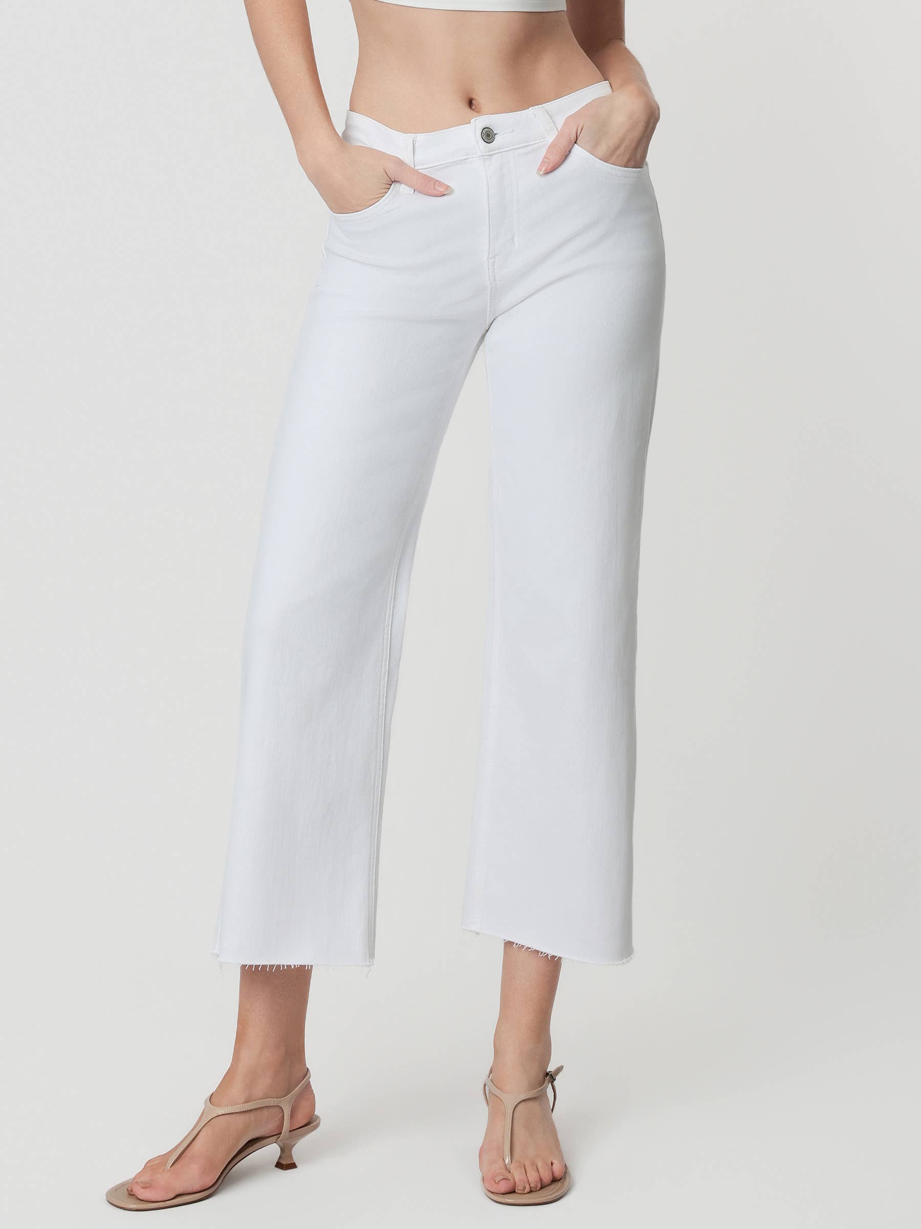 High Rise Cropped Wide Leg Jean