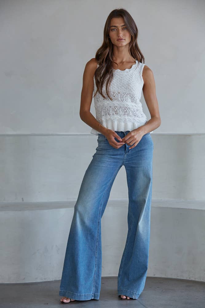 Knit Sweater Cotton Acrylic Polyester Crochet Top