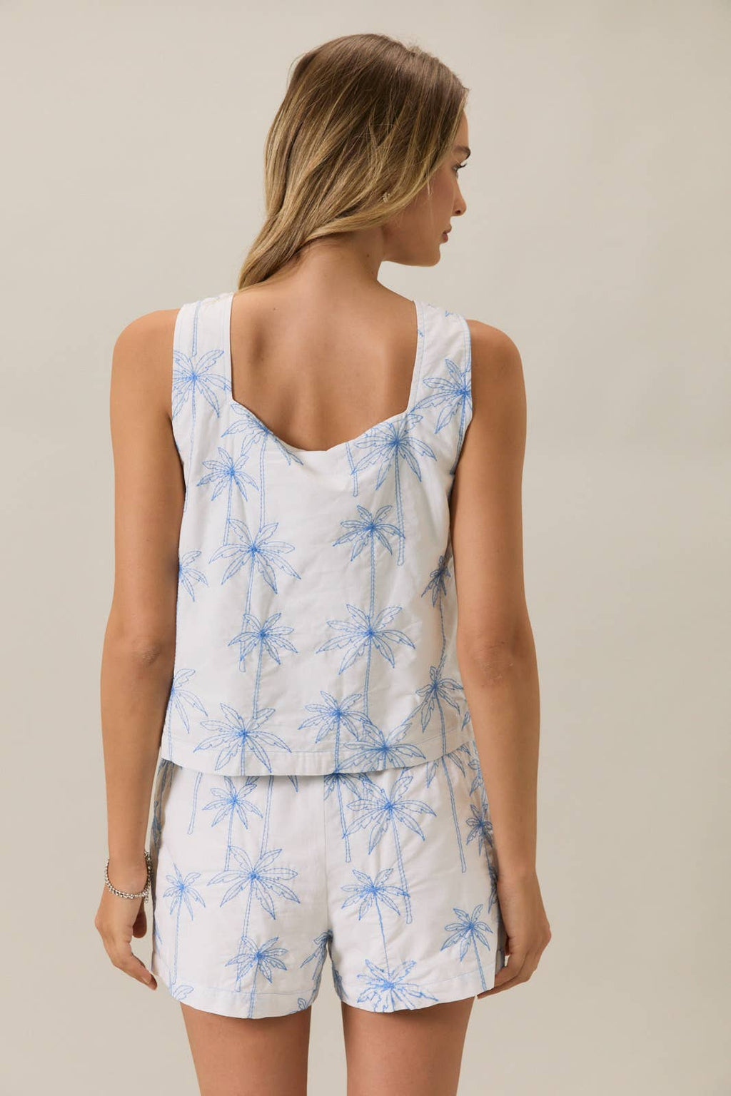 Palm tree embroidered top