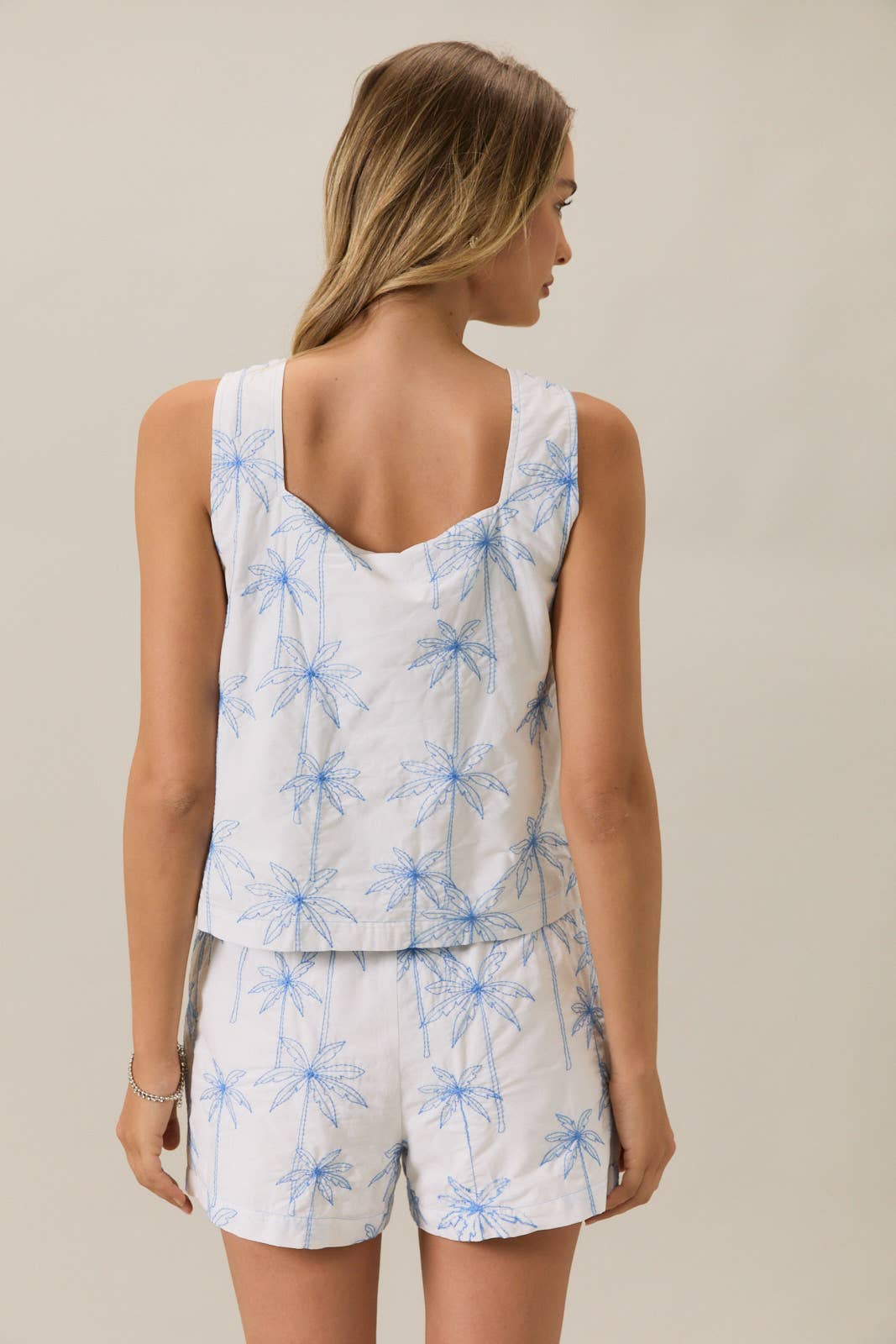 Palm tree embroidered top