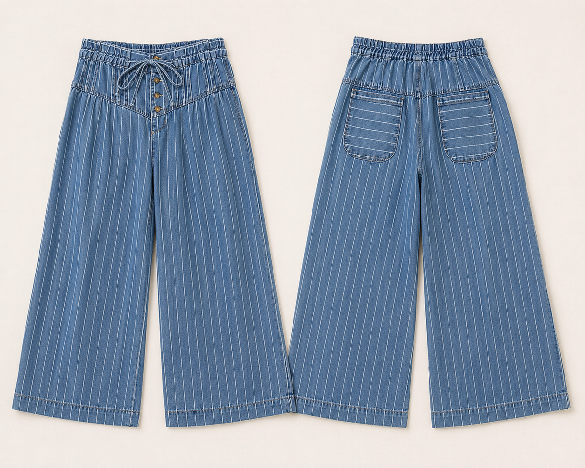Blue Pinstripe Wide-Leg