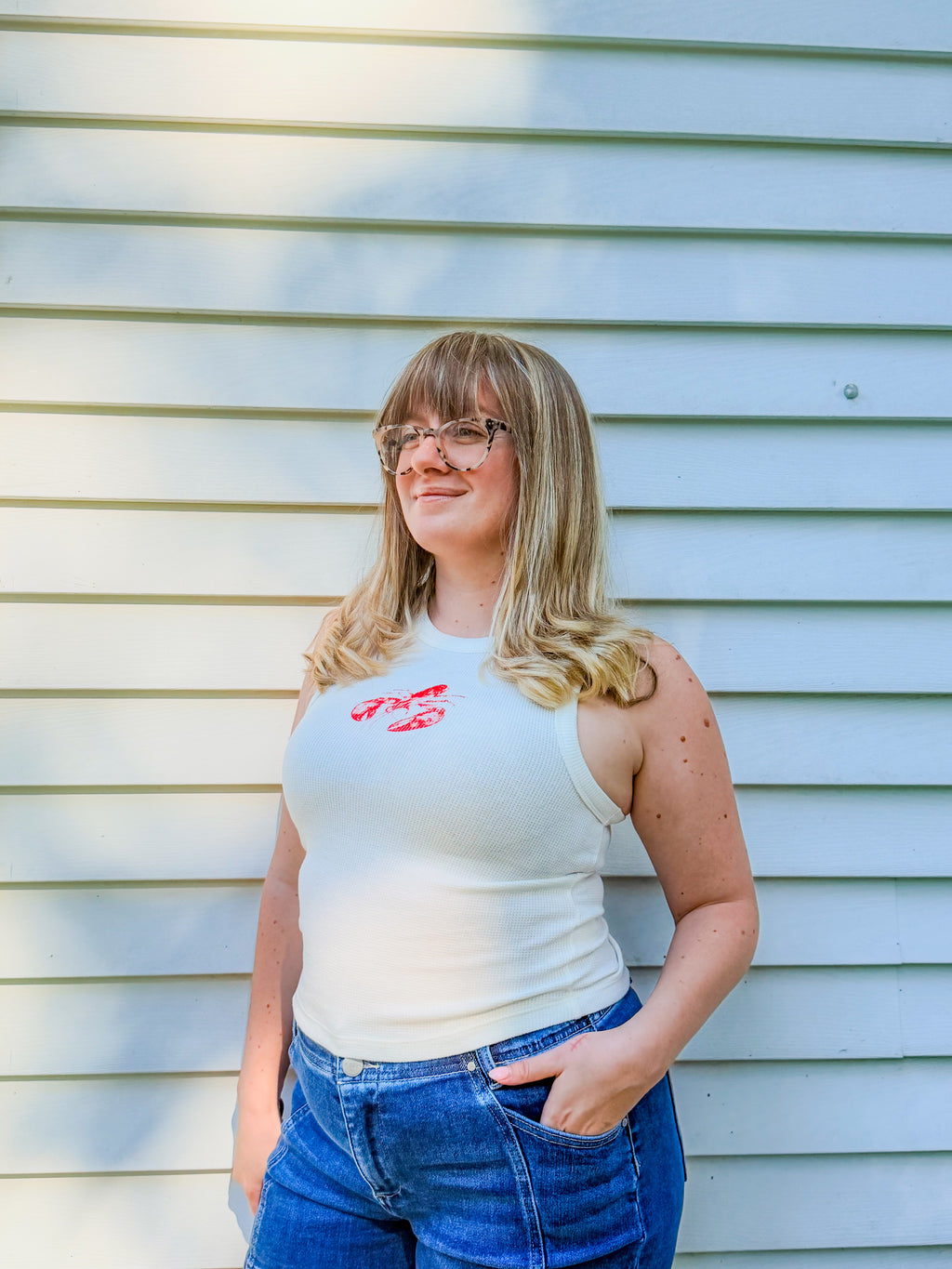 Vintage Lobster Print Tank Top