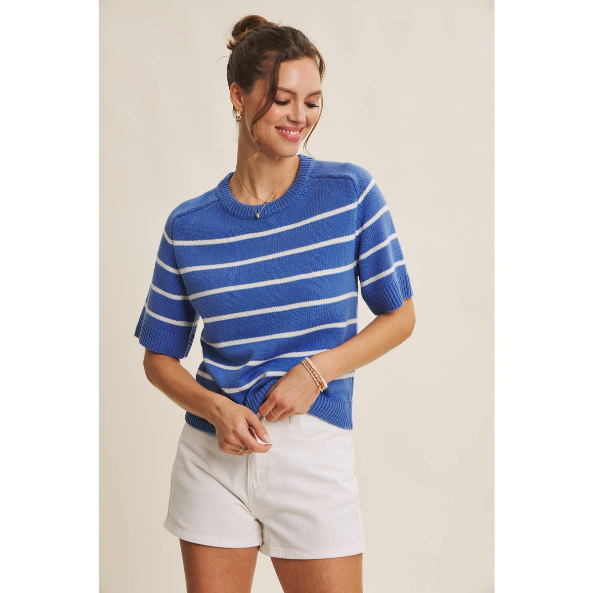 Stripe sweater w/ raglan sleeves