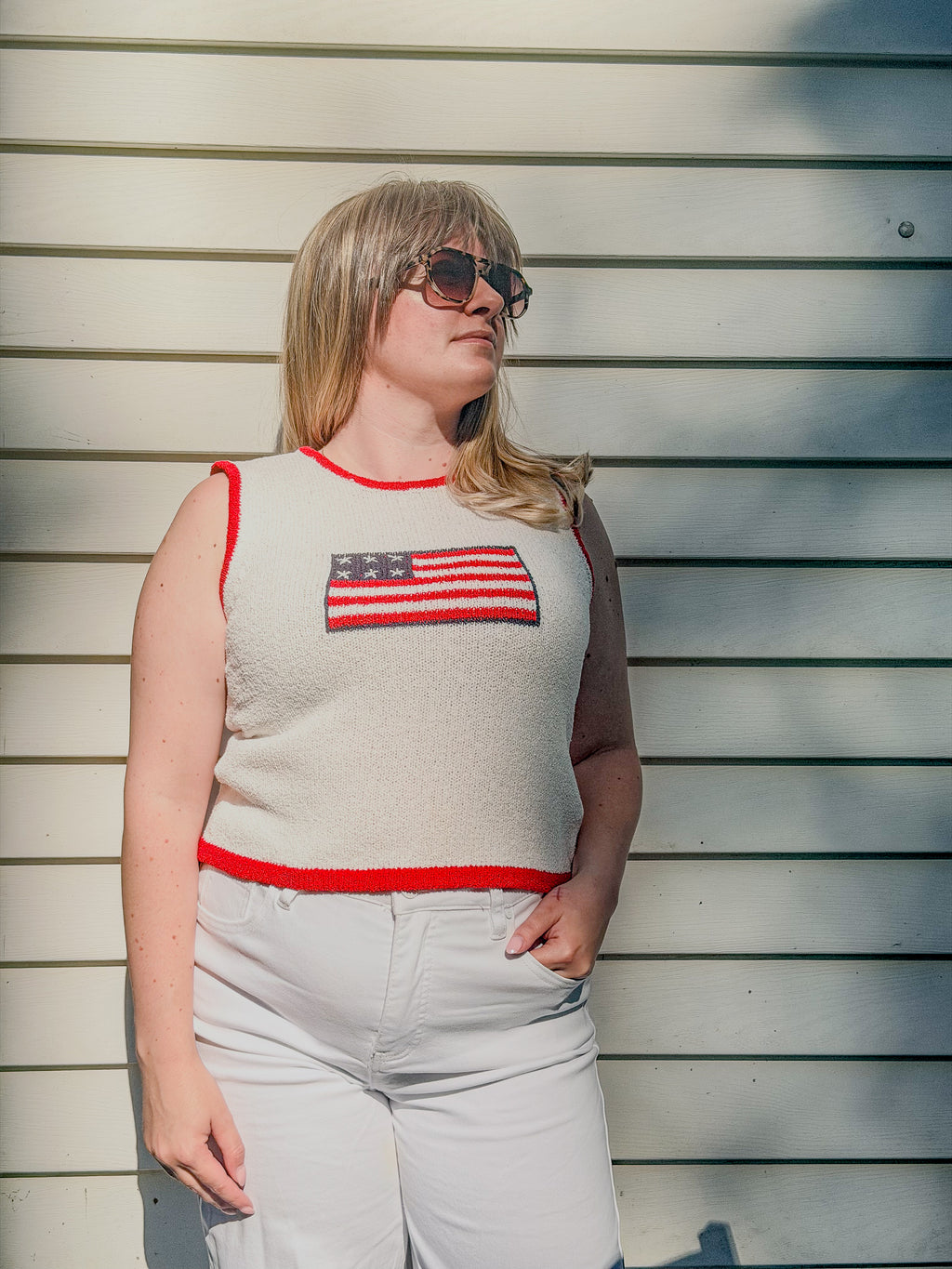 Flag knit sleeveless top