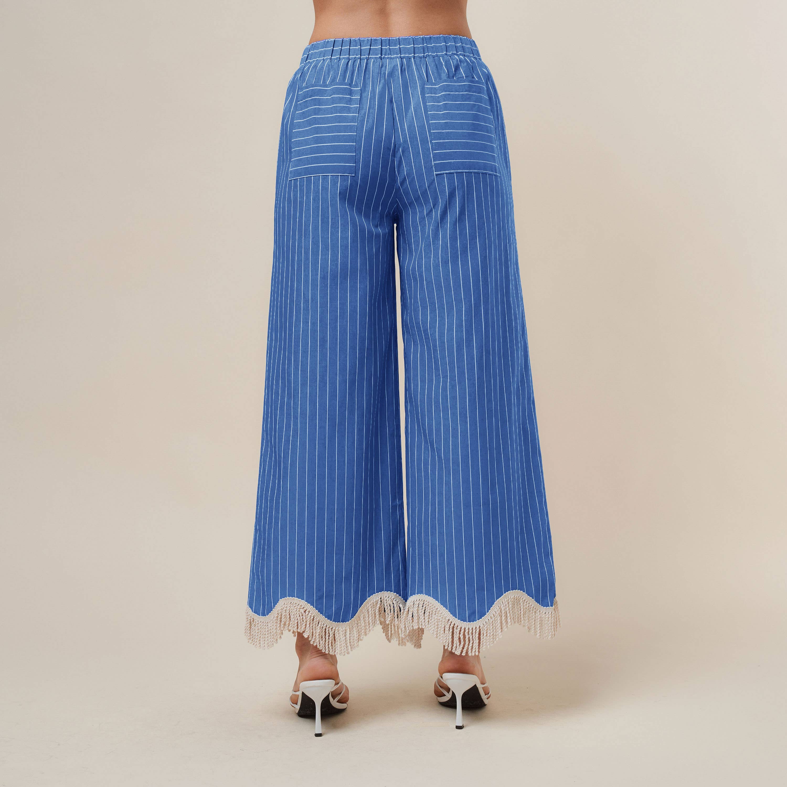 Fringe stripe top & pants set