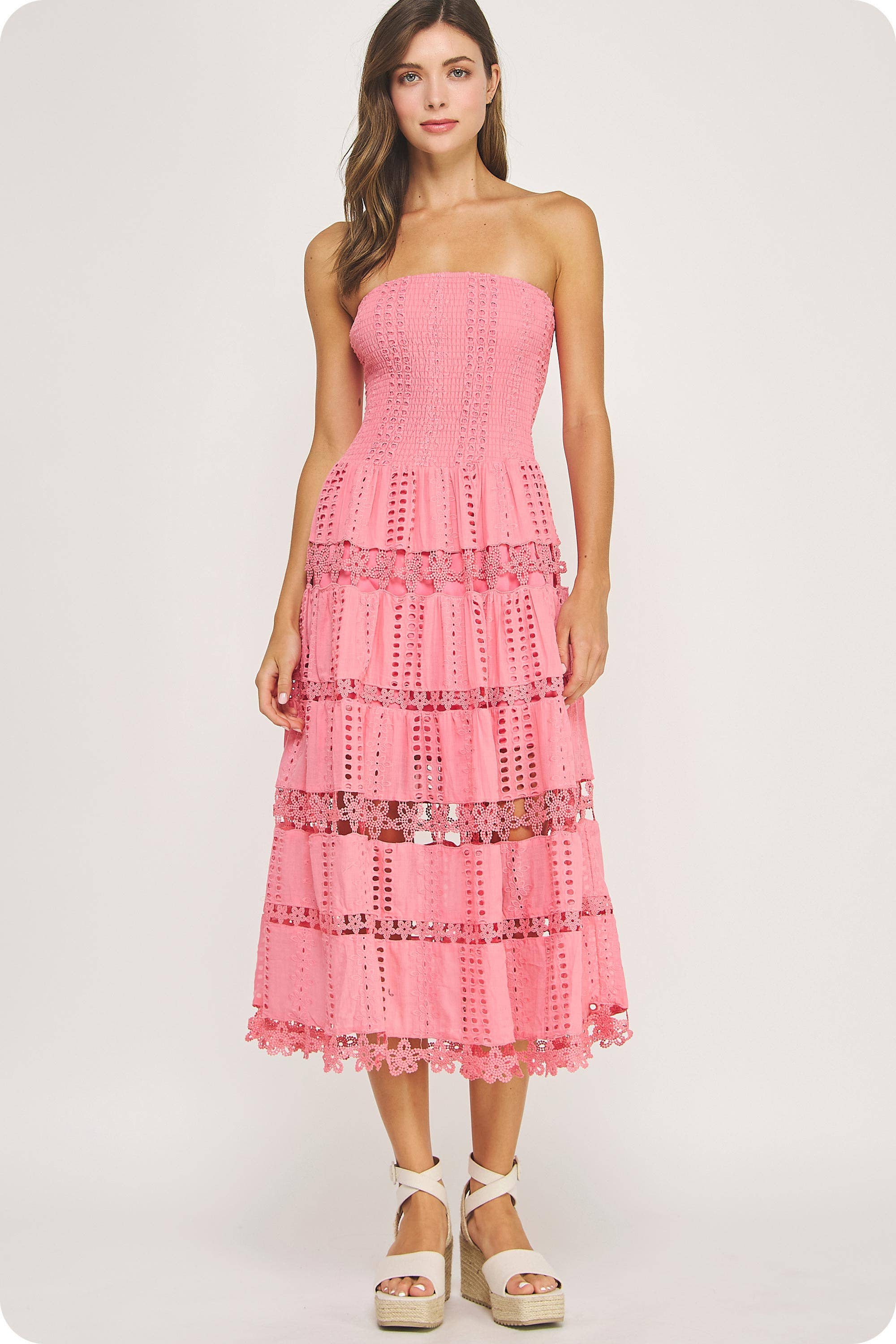White Eyelet Lace Tube Dress