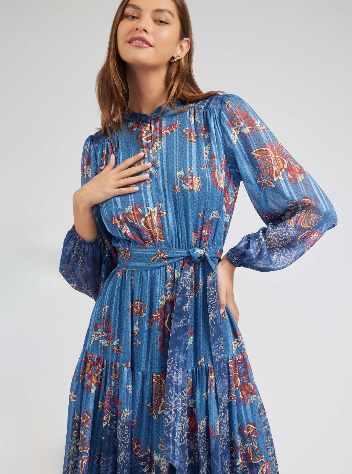 Floral Printed Tiered Midi Dress