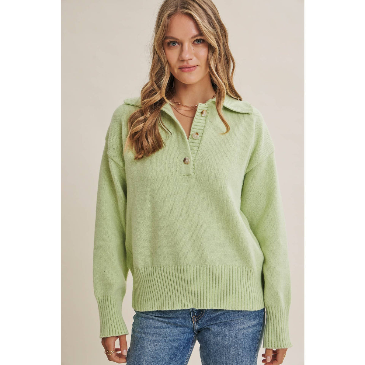 SOFT PASTEL POLO SWEATER