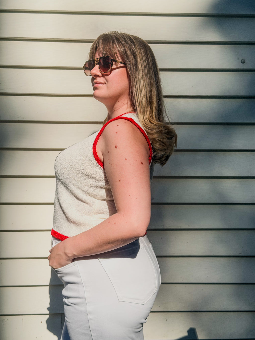 Flag knit sleeveless top