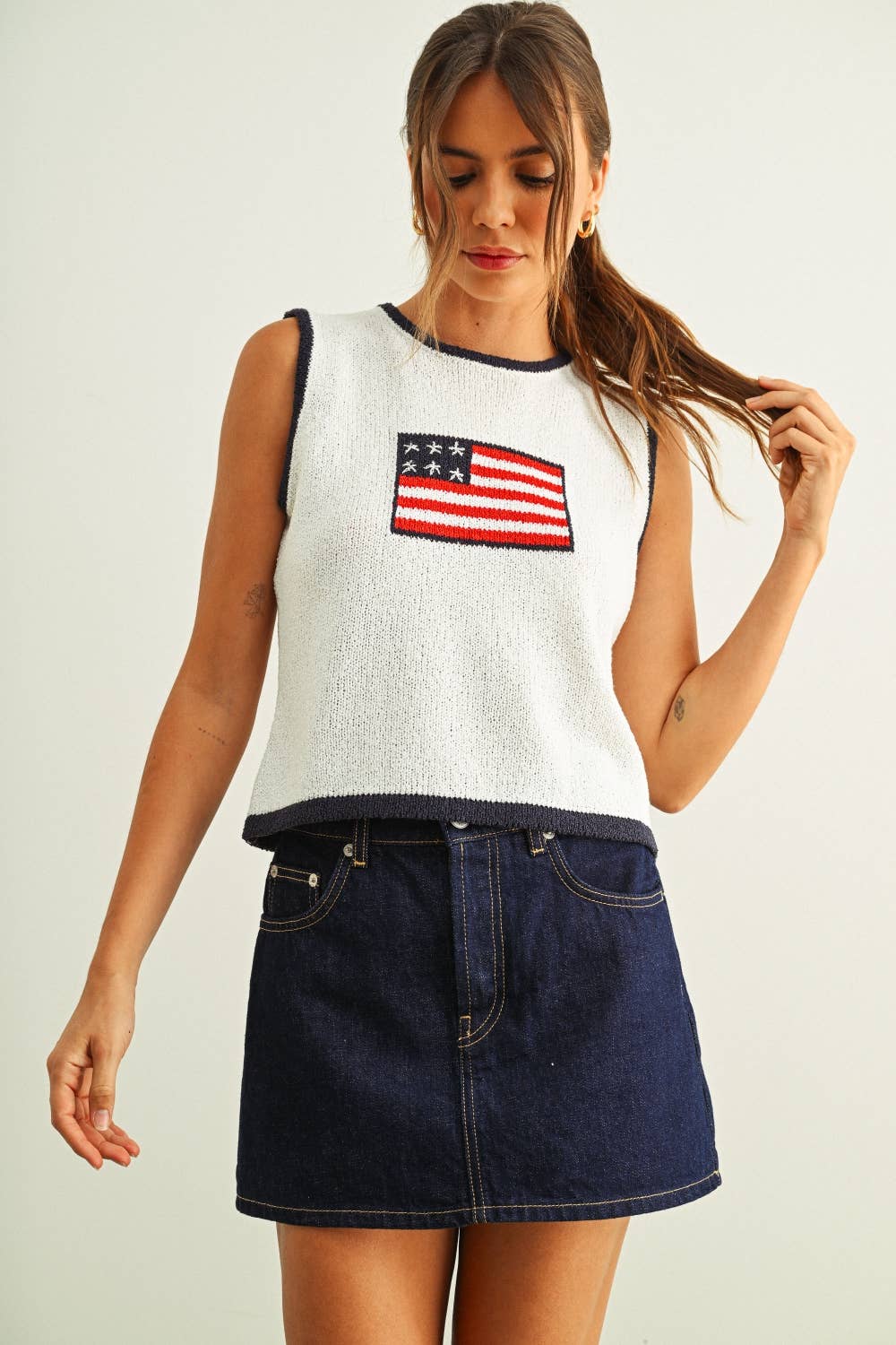 Flag knit sleeveless top