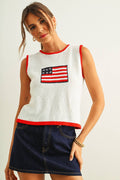 Flag knit sleeveless top