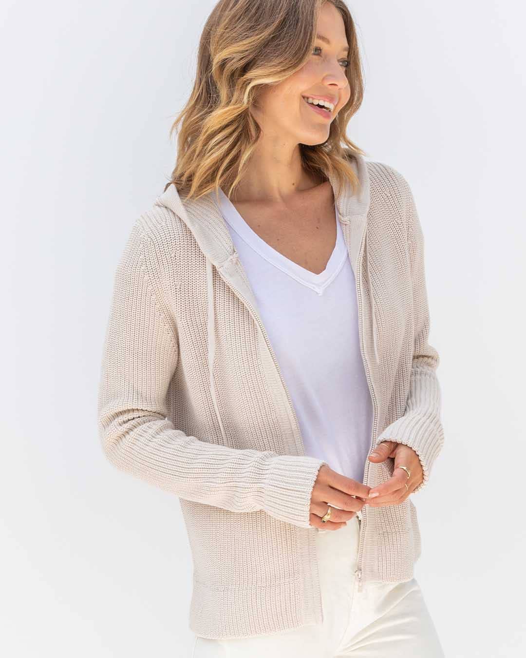 Cotton Fisherman Hoodie Oatmeal
