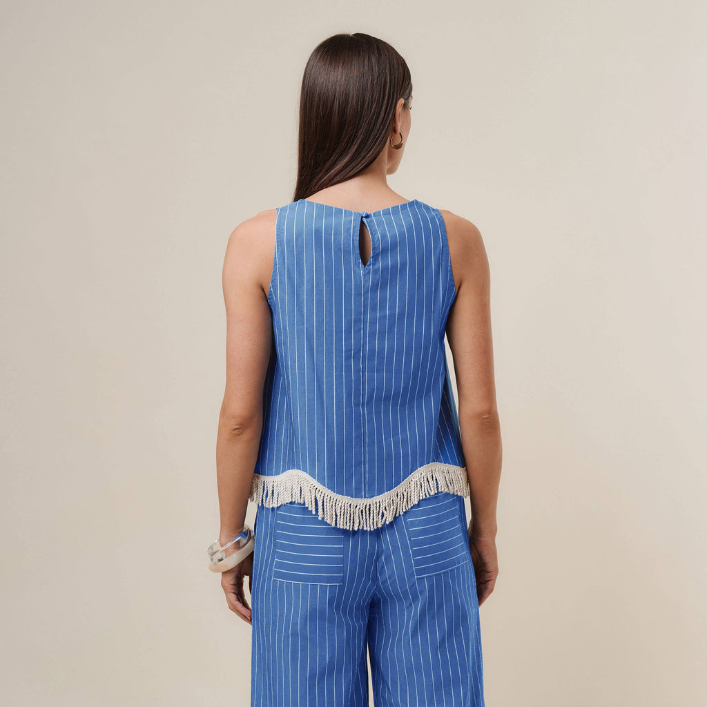 Fringe stripe top & pants set