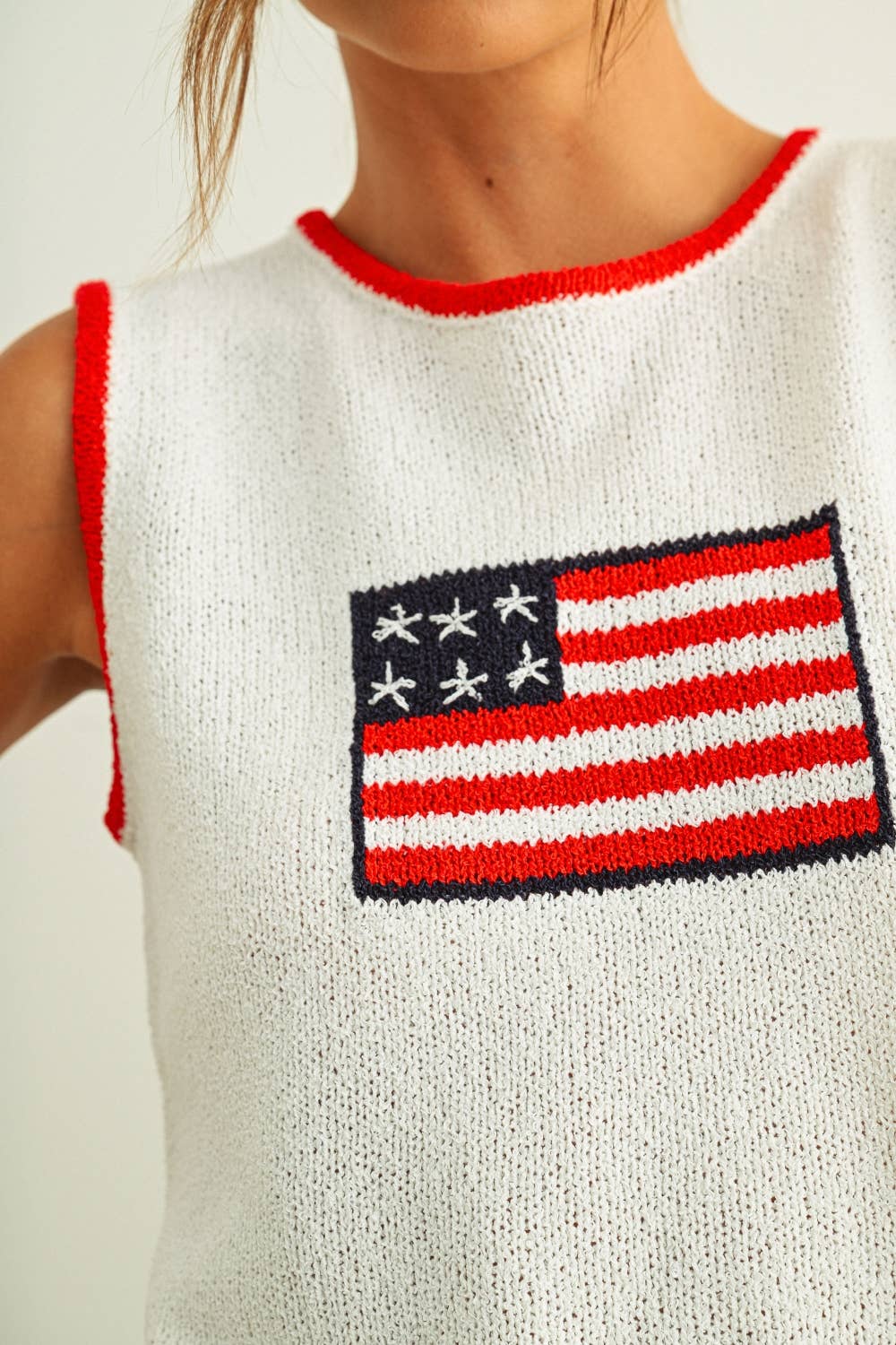 Flag knit sleeveless top