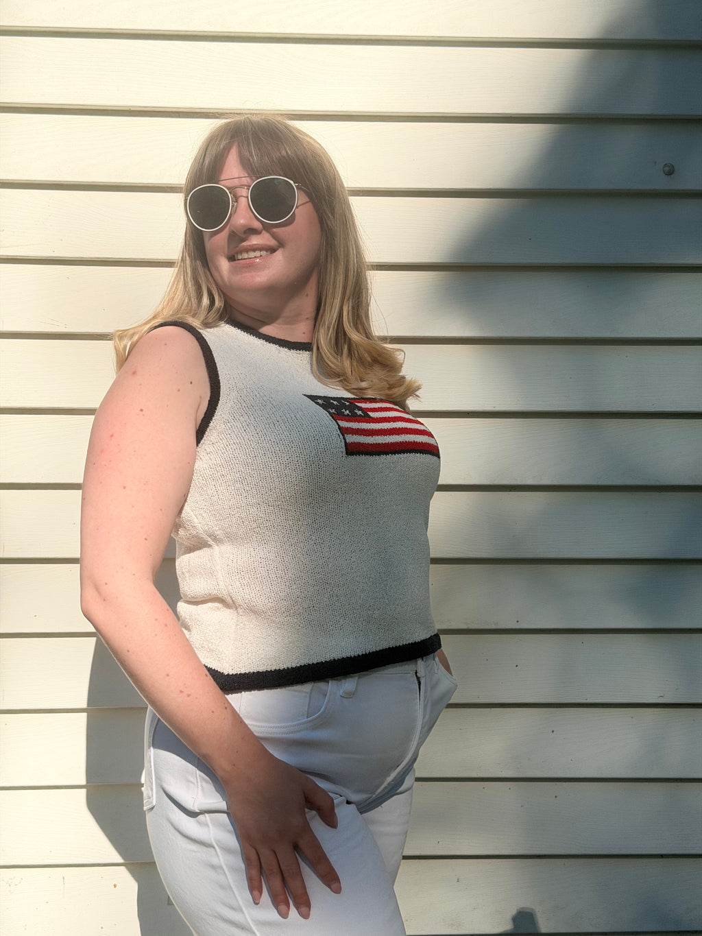 Flag knit sleeveless top