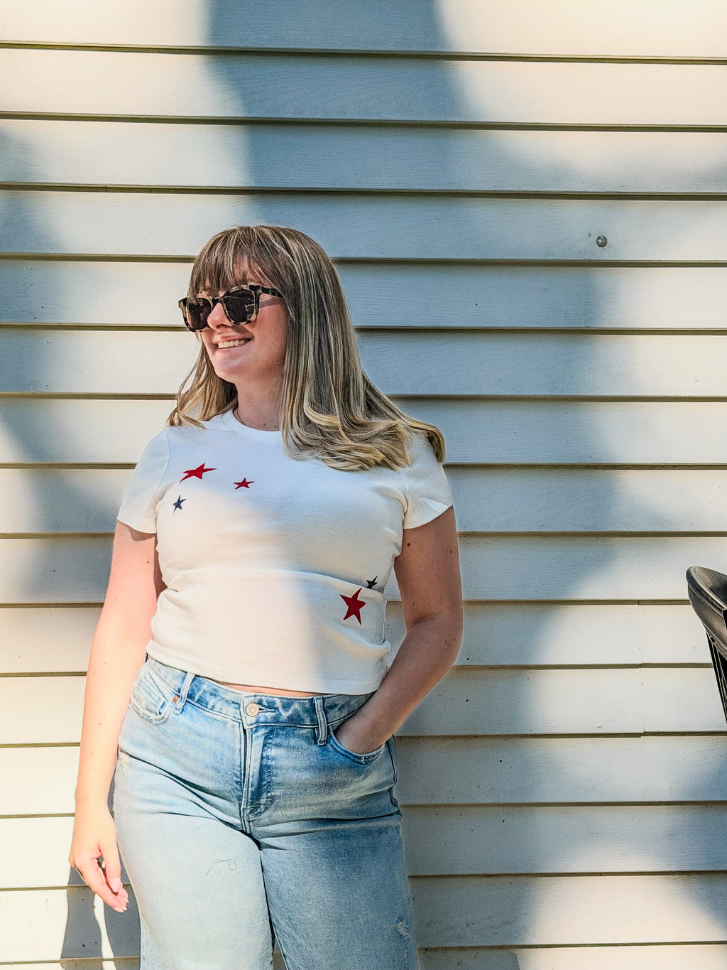Star embroidered Baby Tee