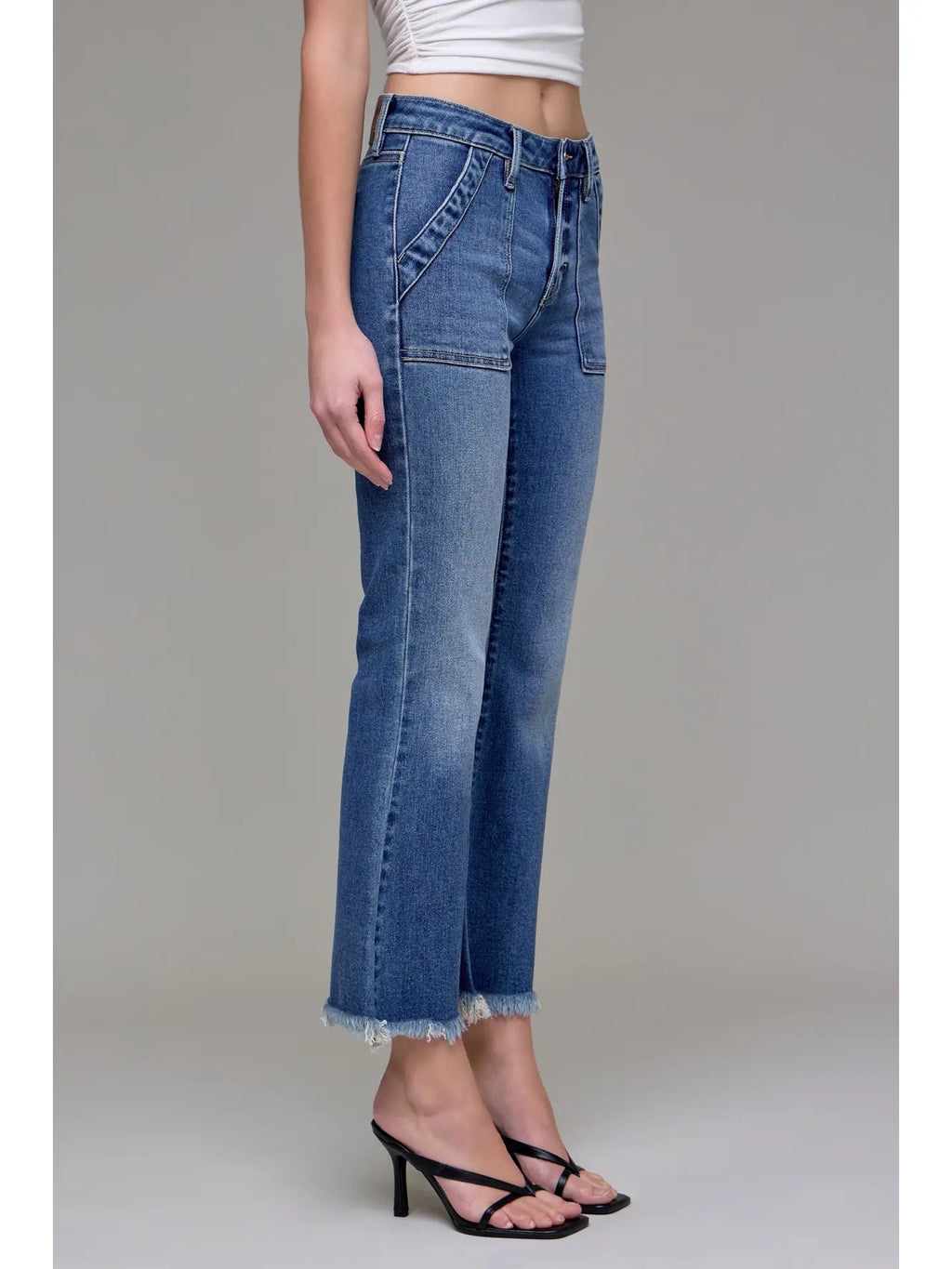 Frayed Hem Cargo Crop Flare