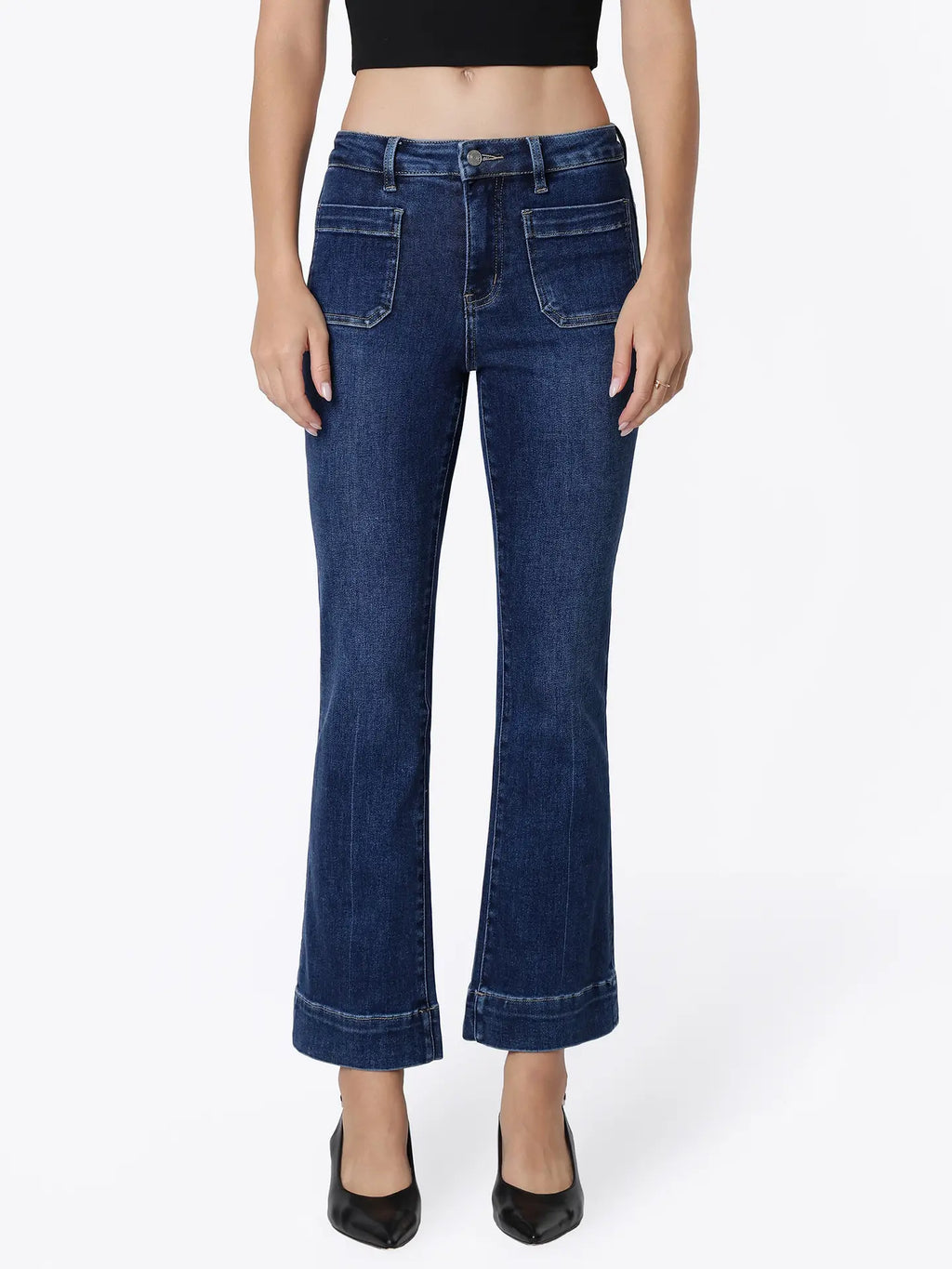 Dark Wash High Rise Ankle Flare