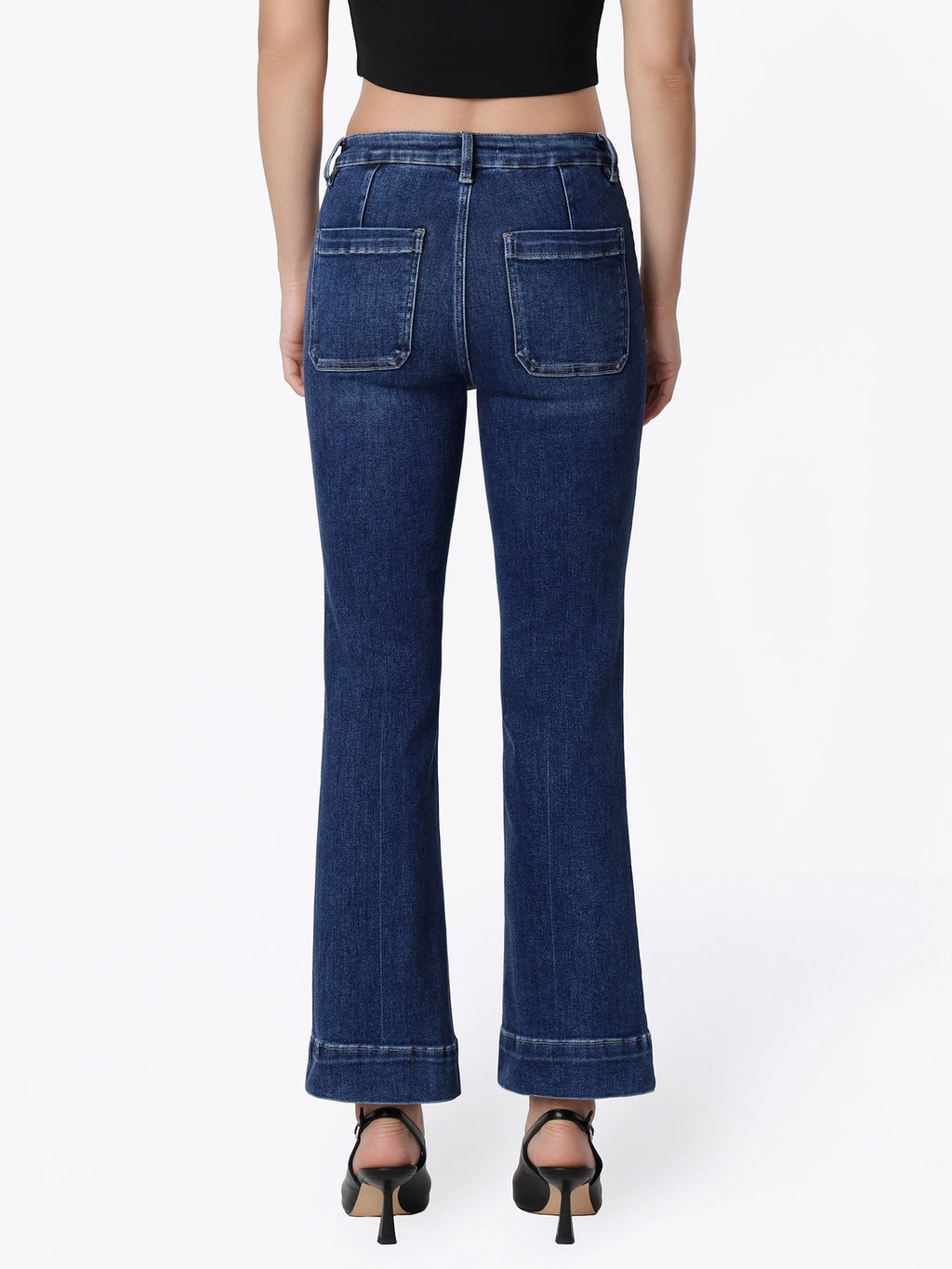 Dark Wash High Rise Ankle Flare