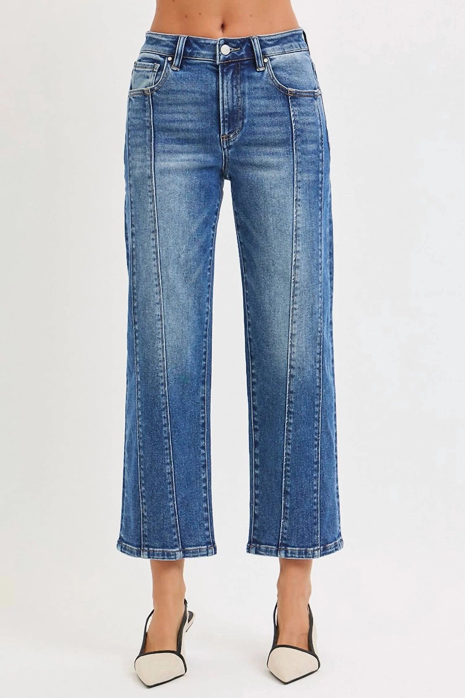 Wide leg trim jeans