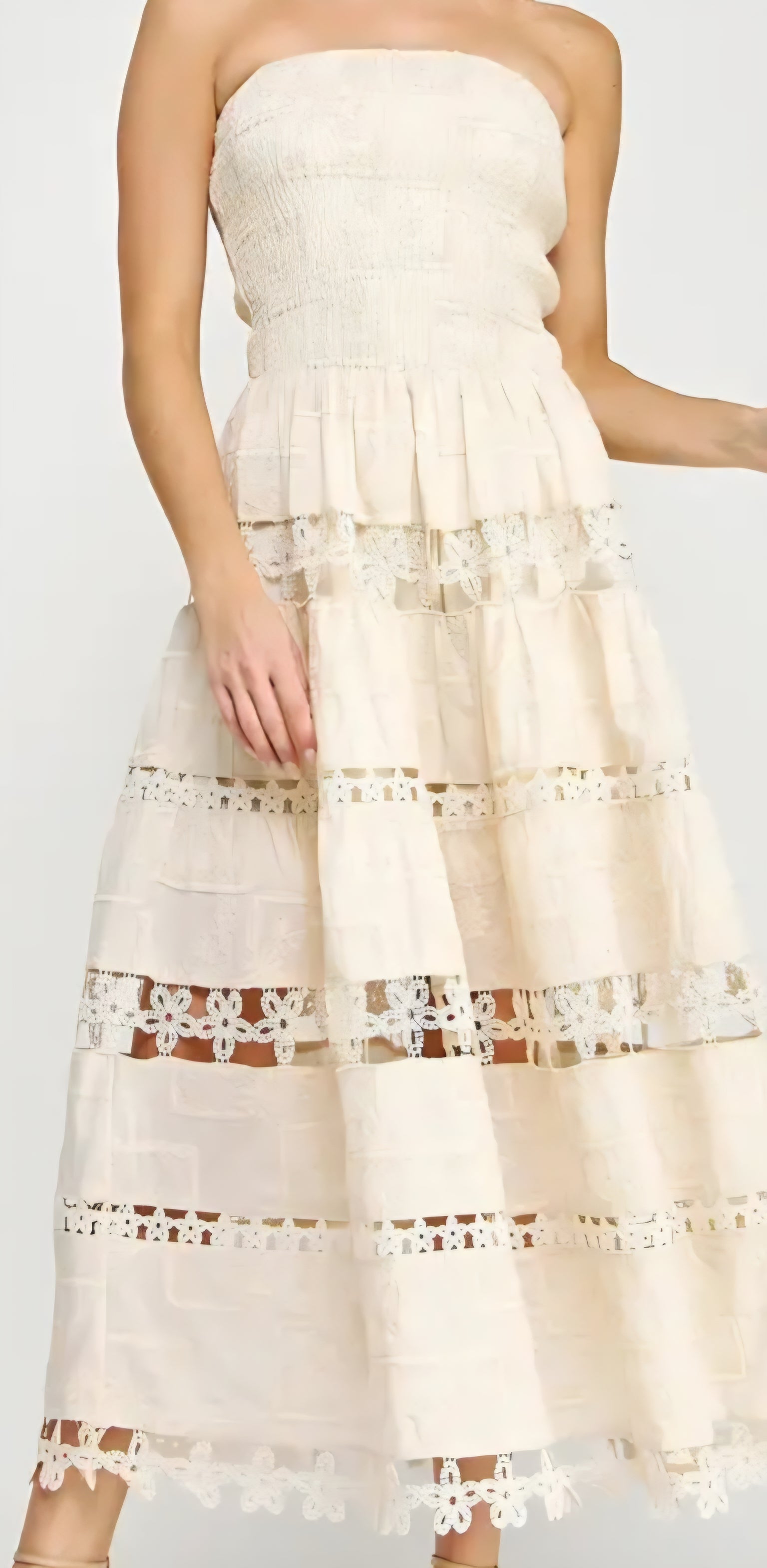 Strapless Ecru midi dress