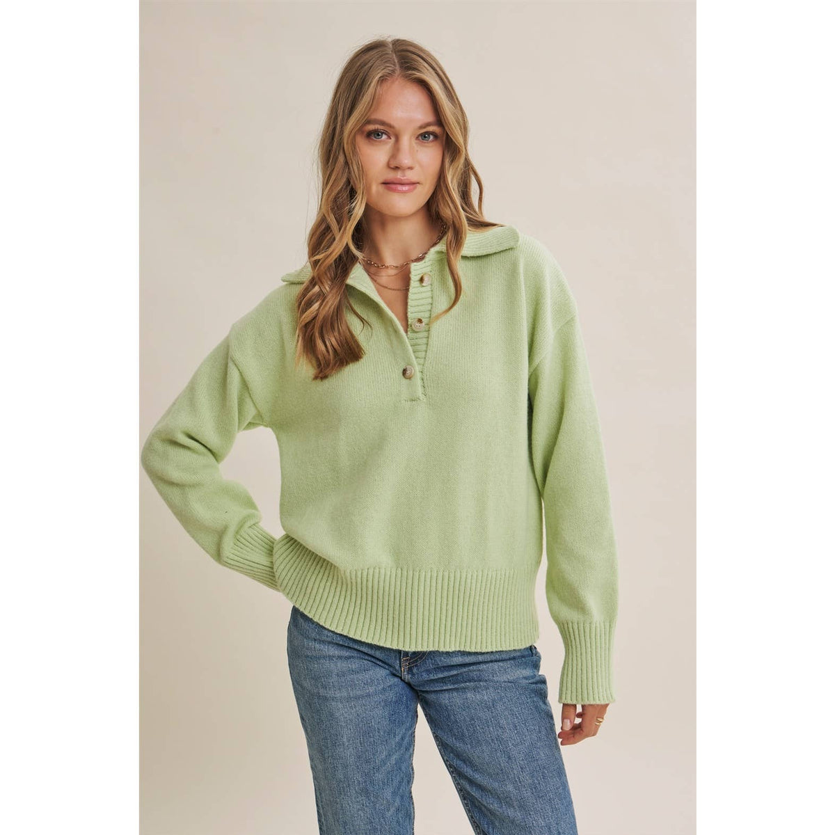 SOFT PASTEL POLO SWEATER